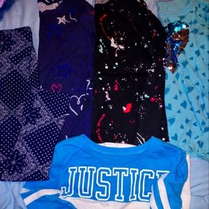 Girl's sz 10 Justice and SO tops bundle. Blue and white is a free play shirt.